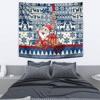 Pennsylvania Christmas Tapestry Santa Claus With Gift Box Xmas Pattern - Wonder Print Shop