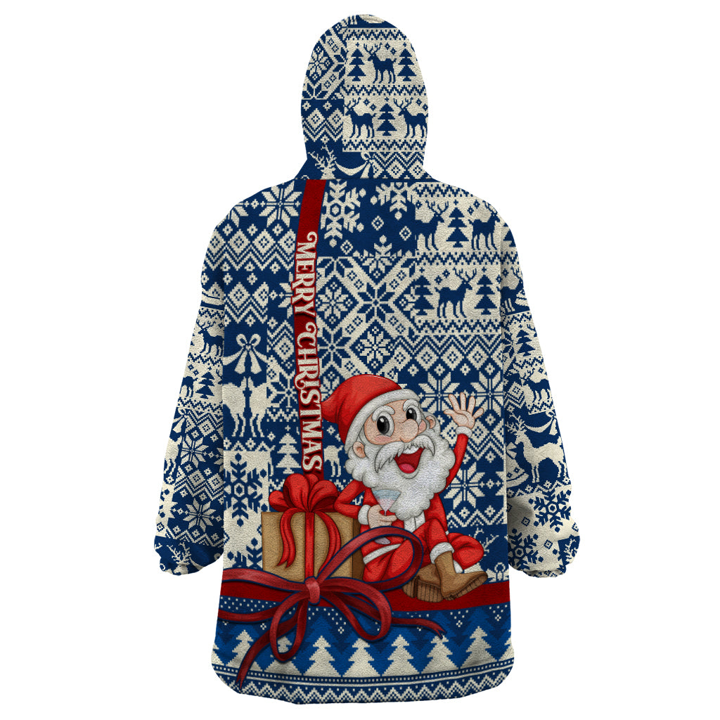 Pennsylvania Christmas Wearable Blanket Hoodie Santa Claus With Gift Box Xmas Pattern - Wonder Print Shop