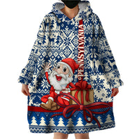 Pennsylvania Christmas Wearable Blanket Hoodie Santa Claus With Gift Box Xmas Pattern - Wonder Print Shop