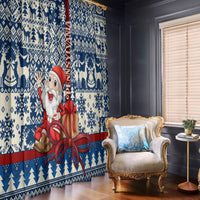 Pennsylvania Christmas Window Curtain Santa Claus With Gift Box Xmas Pattern - Wonder Print Shop