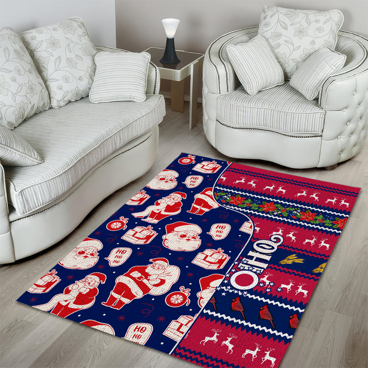 Custom Ohio Christmas Area Rug Santa Claus Pattern Unique Style - Wonder Print Shop