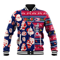 Custom Ohio Christmas Baseball Jacket Santa Claus Pattern Unique Style - Wonder Print Shop