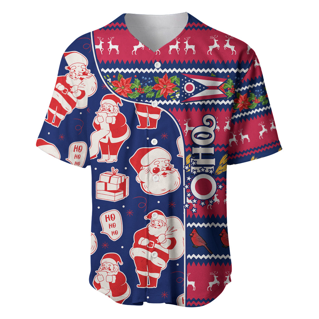 Custom Ohio Christmas Baseball Jersey Santa Claus Pattern Unique Style - Wonder Print Shop