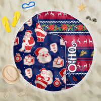 Custom Ohio Christmas Beach Blanket Santa Claus Pattern Unique Style - Wonder Print Shop