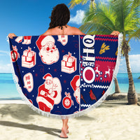 Custom Ohio Christmas Beach Blanket Santa Claus Pattern Unique Style - Wonder Print Shop
