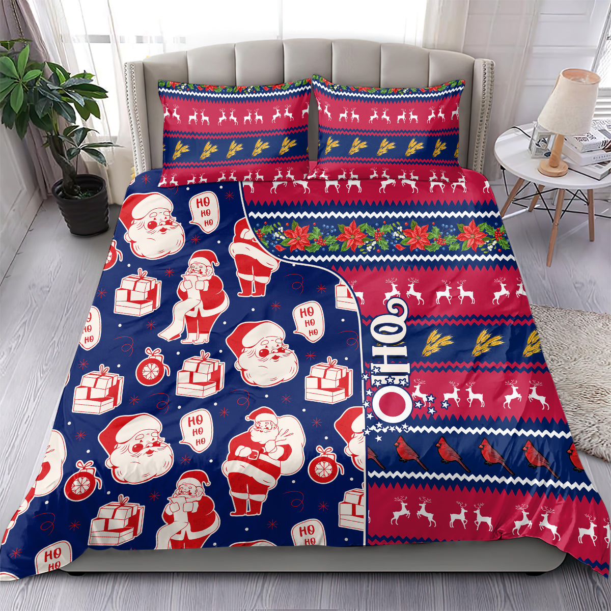 Custom Ohio Christmas Bedding Set Santa Claus Pattern Unique Style - Wonder Print Shop