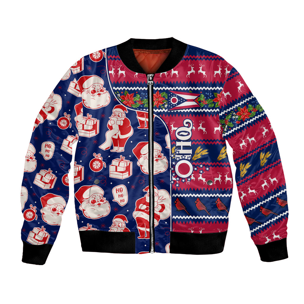 Custom Ohio Christmas Bomber Jacket Santa Claus Pattern Unique Style - Wonder Print Shop