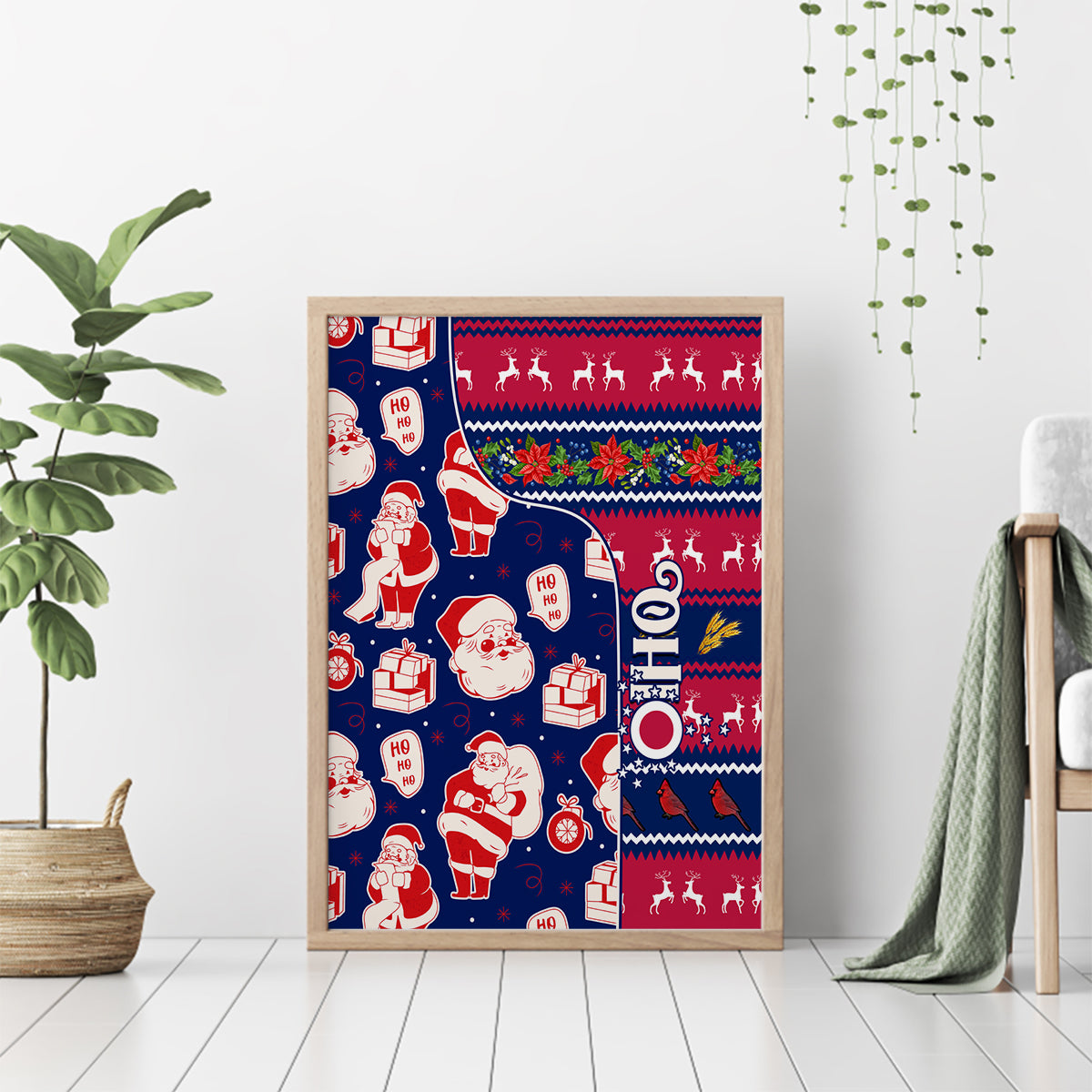 Custom Ohio Christmas Canvas Wall Art Santa Claus Pattern Unique Style - Wonder Print Shop