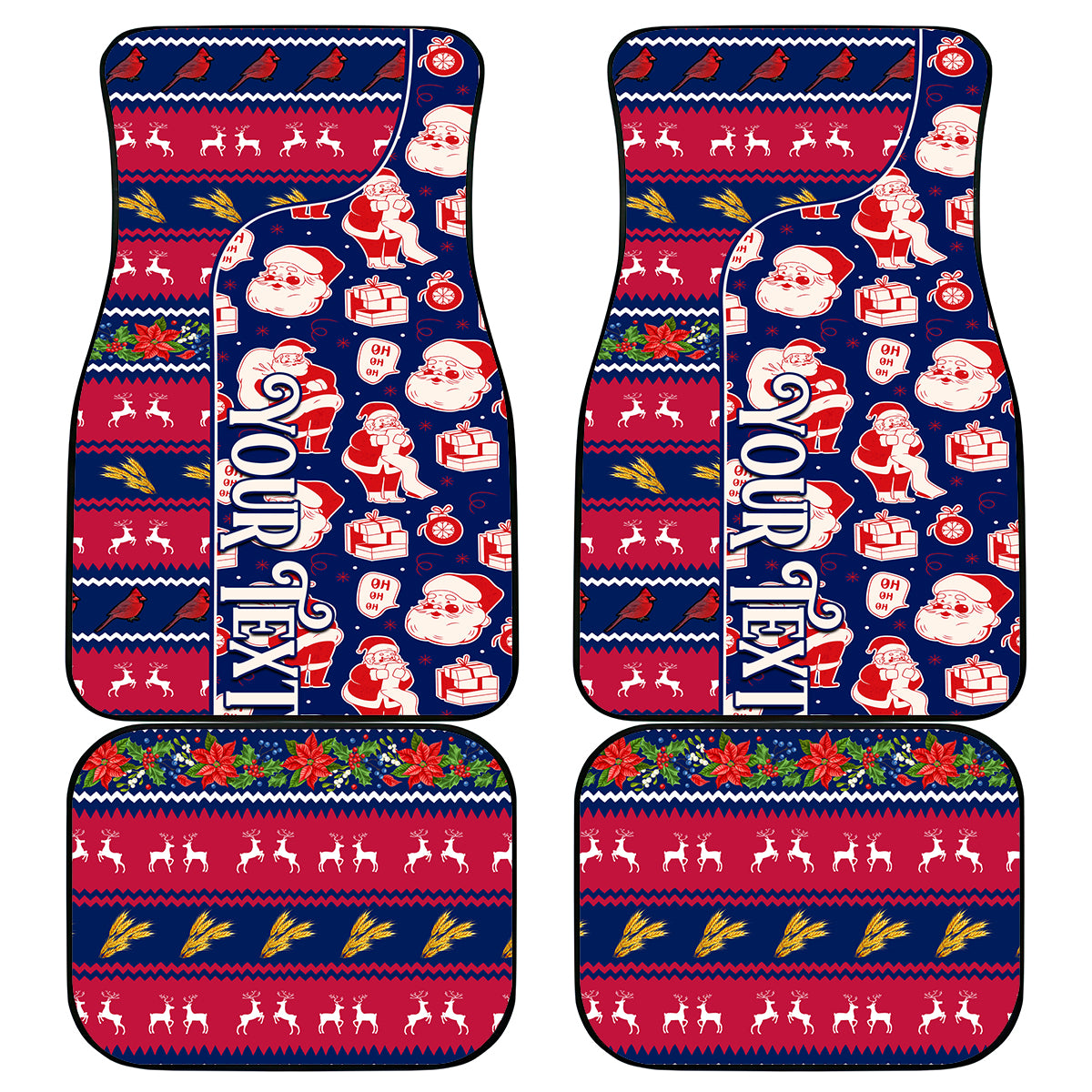 Custom Ohio Christmas Car Mats Santa Claus Pattern Unique Style - Wonder Print Shop