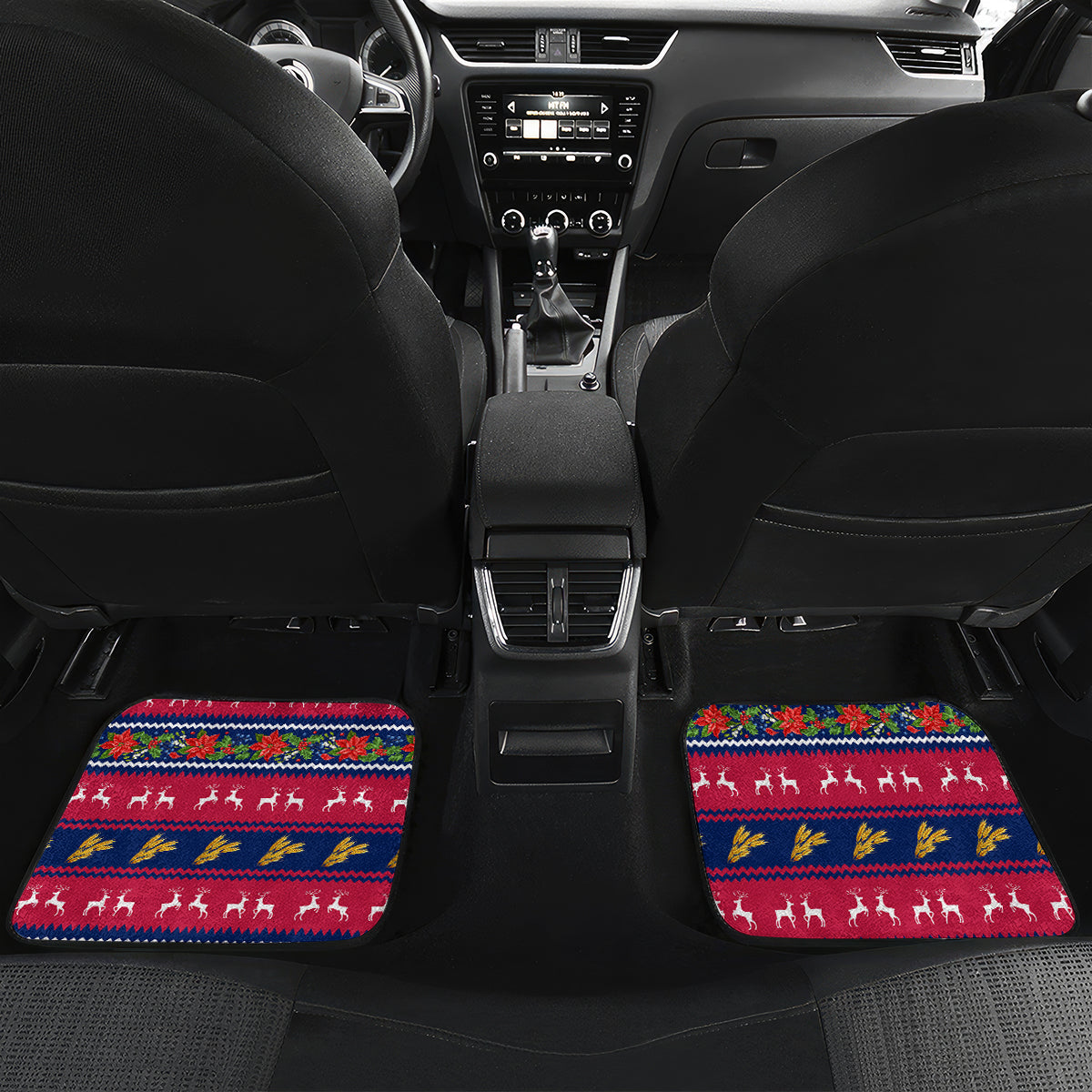 Custom Ohio Christmas Car Mats Santa Claus Pattern Unique Style - Wonder Print Shop