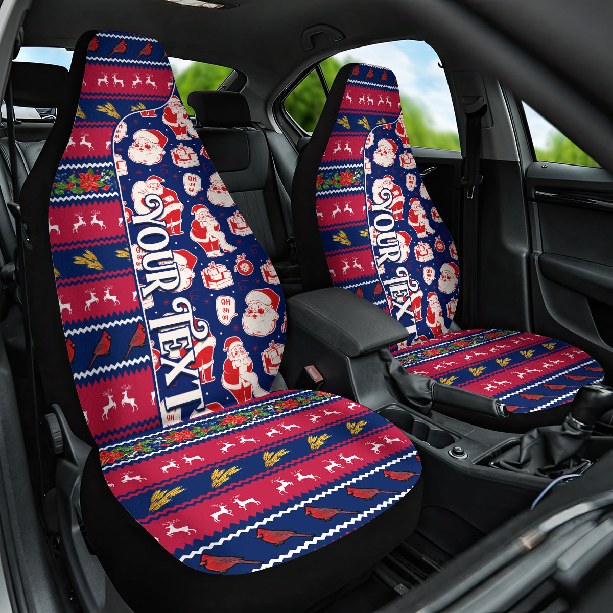 Custom Ohio Christmas Car Seat Cover Santa Claus Pattern Unique Style - Wonder Print Shop