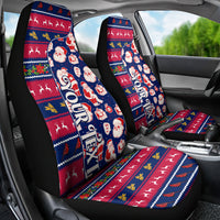 Custom Ohio Christmas Car Seat Cover Santa Claus Pattern Unique Style - Wonder Print Shop
