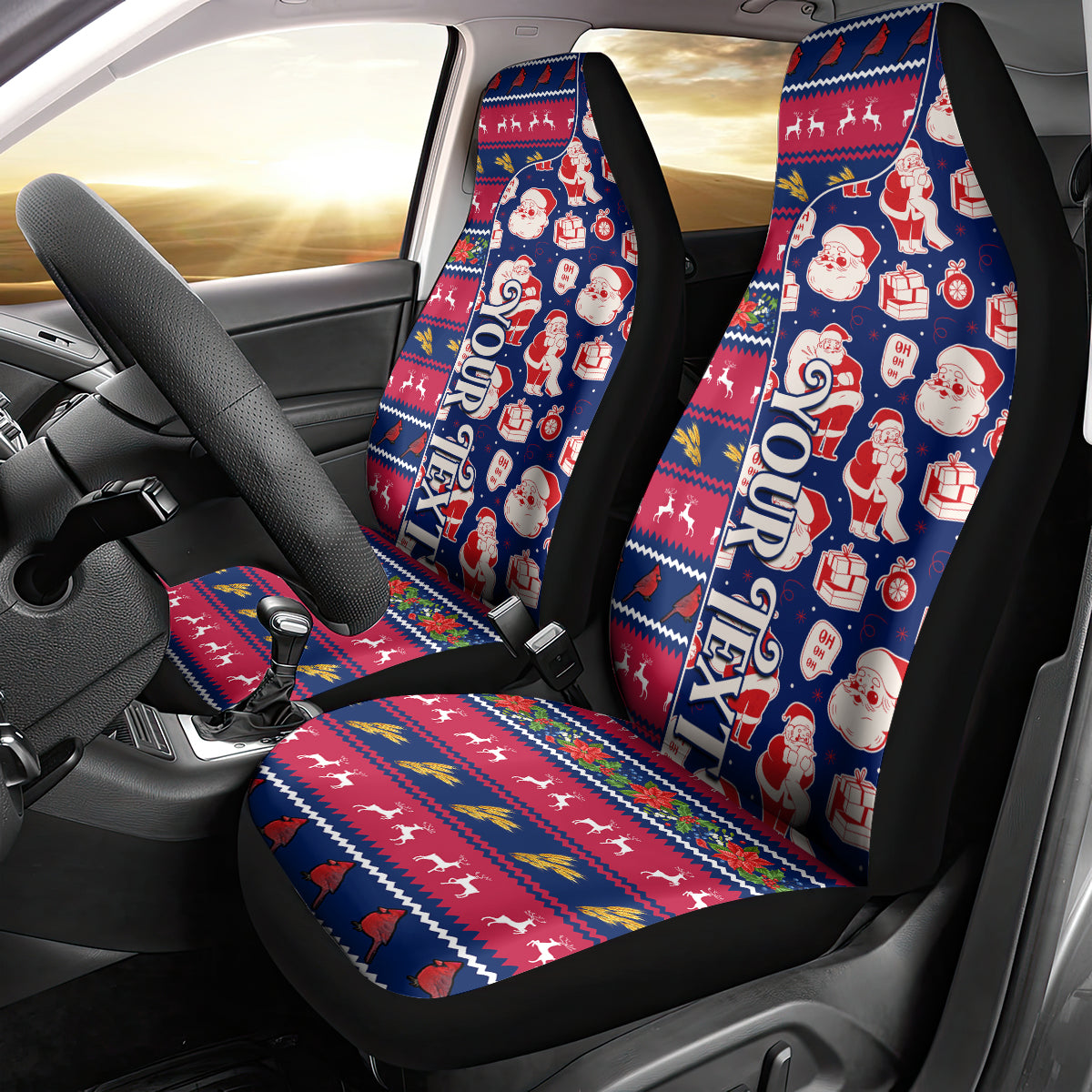 Custom Ohio Christmas Car Seat Cover Santa Claus Pattern Unique Style - Wonder Print Shop