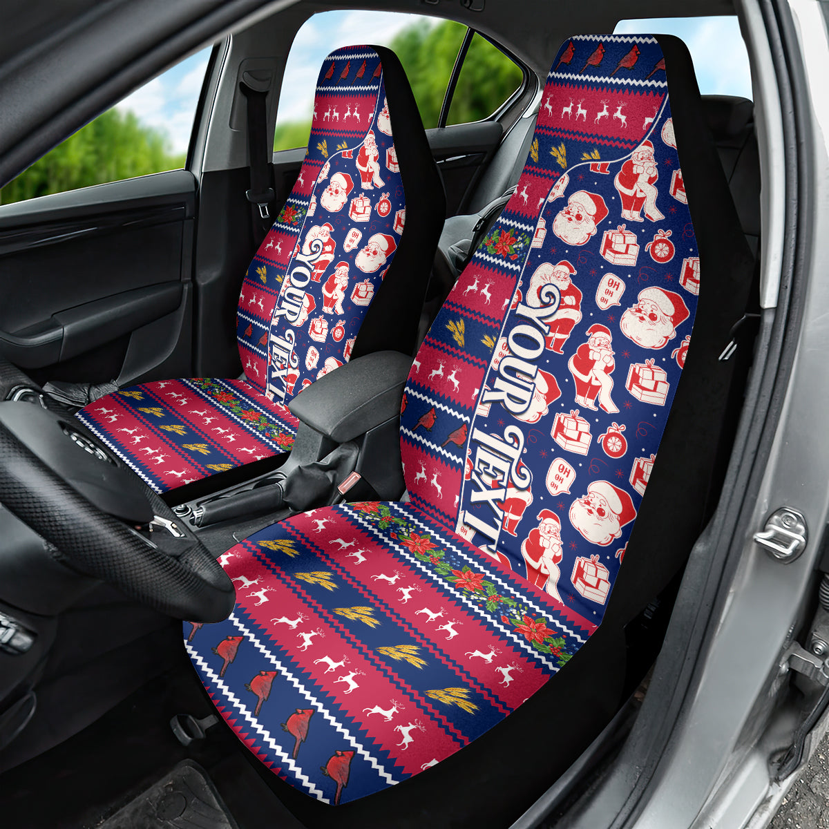 Custom Ohio Christmas Car Seat Cover Santa Claus Pattern Unique Style - Wonder Print Shop