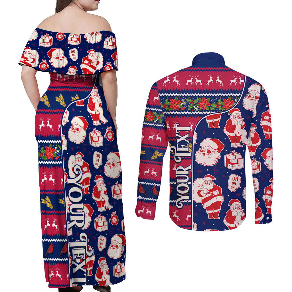 Custom Ohio Christmas Couples Matching Off Shoulder Maxi Dress and Long Sleeve Button Shirt Santa Claus Pattern Unique Style - Wonder Print Shop