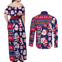 Custom Ohio Christmas Couples Matching Off Shoulder Maxi Dress and Long Sleeve Button Shirt Santa Claus Pattern Unique Style - Wonder Print Shop