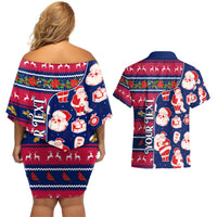 Custom Ohio Christmas Couples Matching Off Shoulder Short Dress and Hawaiian Shirt Santa Claus Pattern Unique Style - Wonder Print Shop
