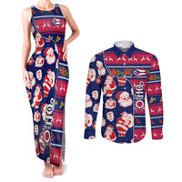 Custom Ohio Christmas Couples Matching Tank Maxi Dress and Long Sleeve Button Shirt Santa Claus Pattern Unique Style - Wonder Print Shop