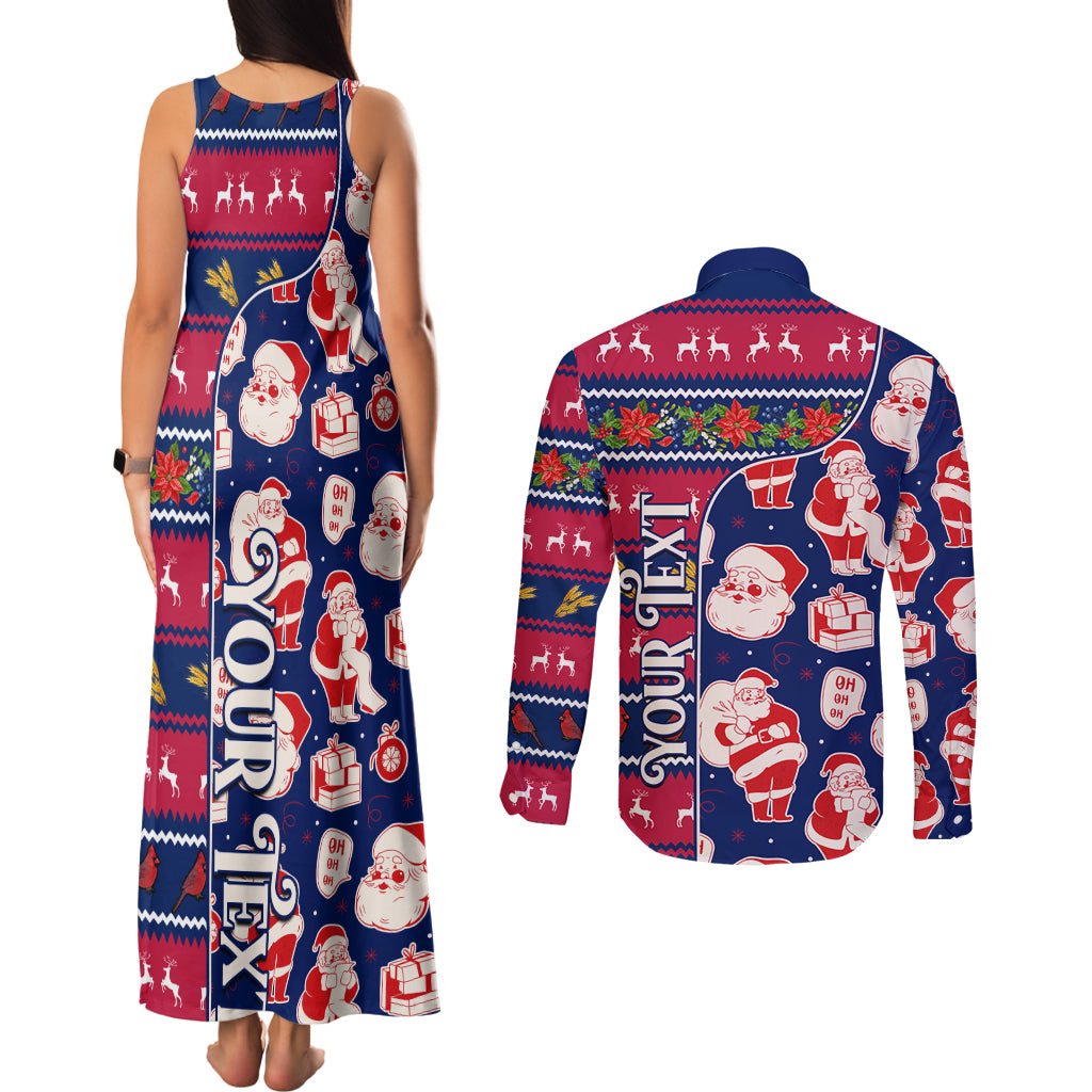 Custom Ohio Christmas Couples Matching Tank Maxi Dress and Long Sleeve Button Shirt Santa Claus Pattern Unique Style - Wonder Print Shop