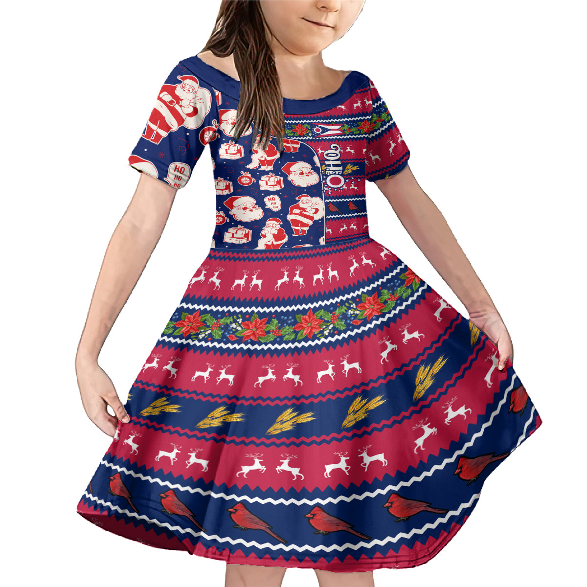 Custom Ohio Christmas Family Matching Mermaid Dress and Hawaiian Shirt Santa Claus Pattern Unique Style - Wonder Print Shop