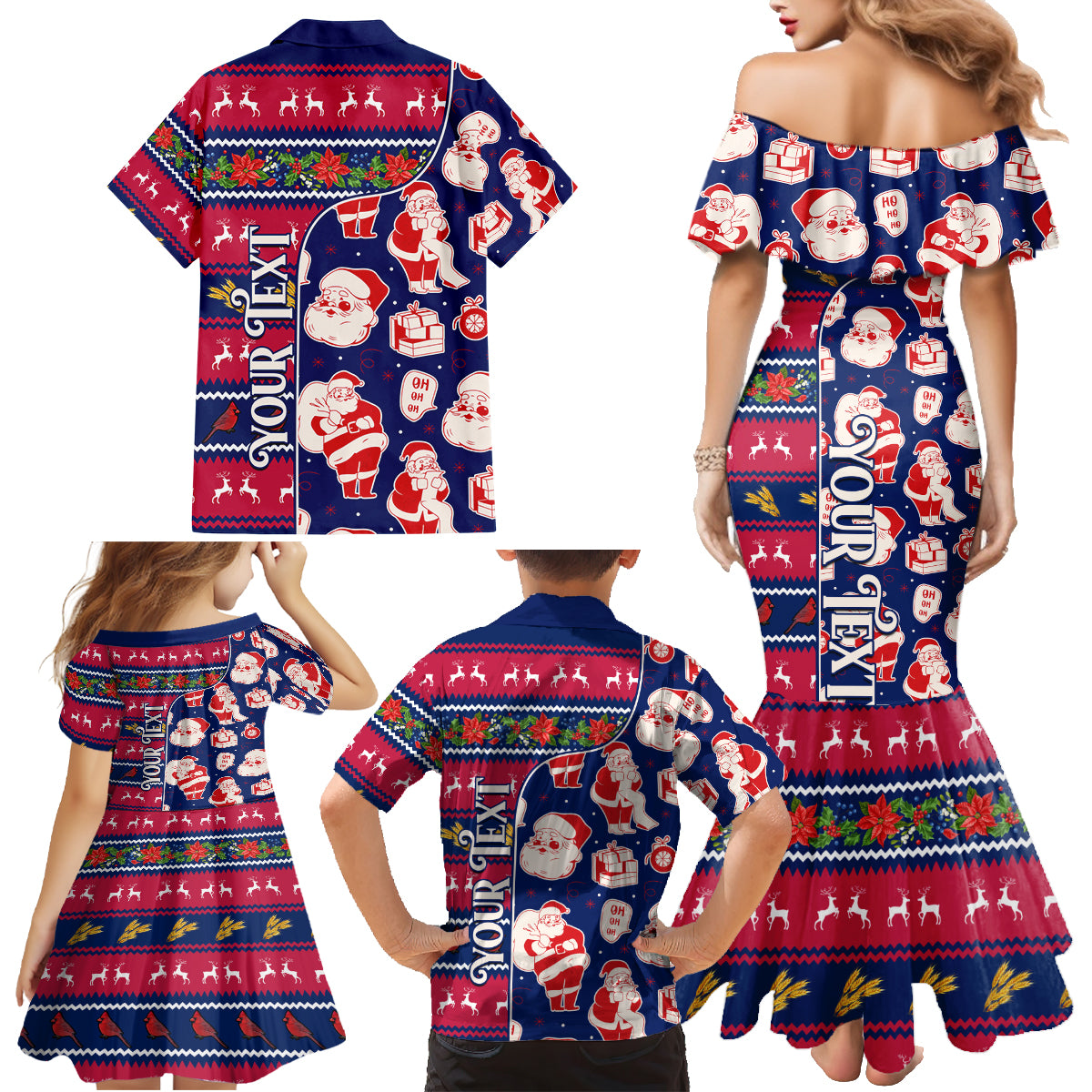 Custom Ohio Christmas Family Matching Mermaid Dress and Hawaiian Shirt Santa Claus Pattern Unique Style - Wonder Print Shop