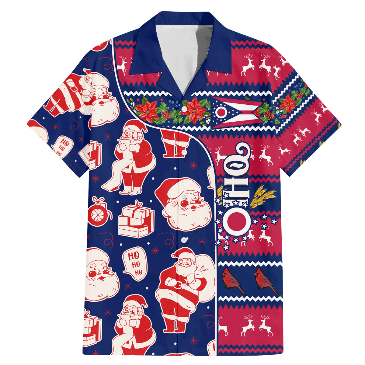 Custom Ohio Christmas Family Matching Mermaid Dress and Hawaiian Shirt Santa Claus Pattern Unique Style - Wonder Print Shop