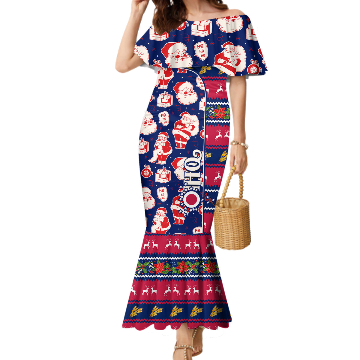 Custom Ohio Christmas Family Matching Mermaid Dress and Hawaiian Shirt Santa Claus Pattern Unique Style - Wonder Print Shop