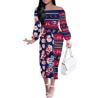 Custom Ohio Christmas Family Matching Off Shoulder Long Sleeve Dress and Hawaiian Shirt Santa Claus Pattern Unique Style - Wonder Print Shop