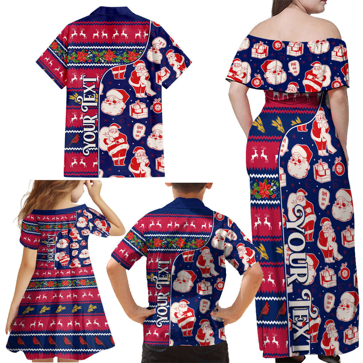 Custom Ohio Christmas Family Matching Off Shoulder Maxi Dress and Hawaiian Shirt Santa Claus Pattern Unique Style - Wonder Print Shop