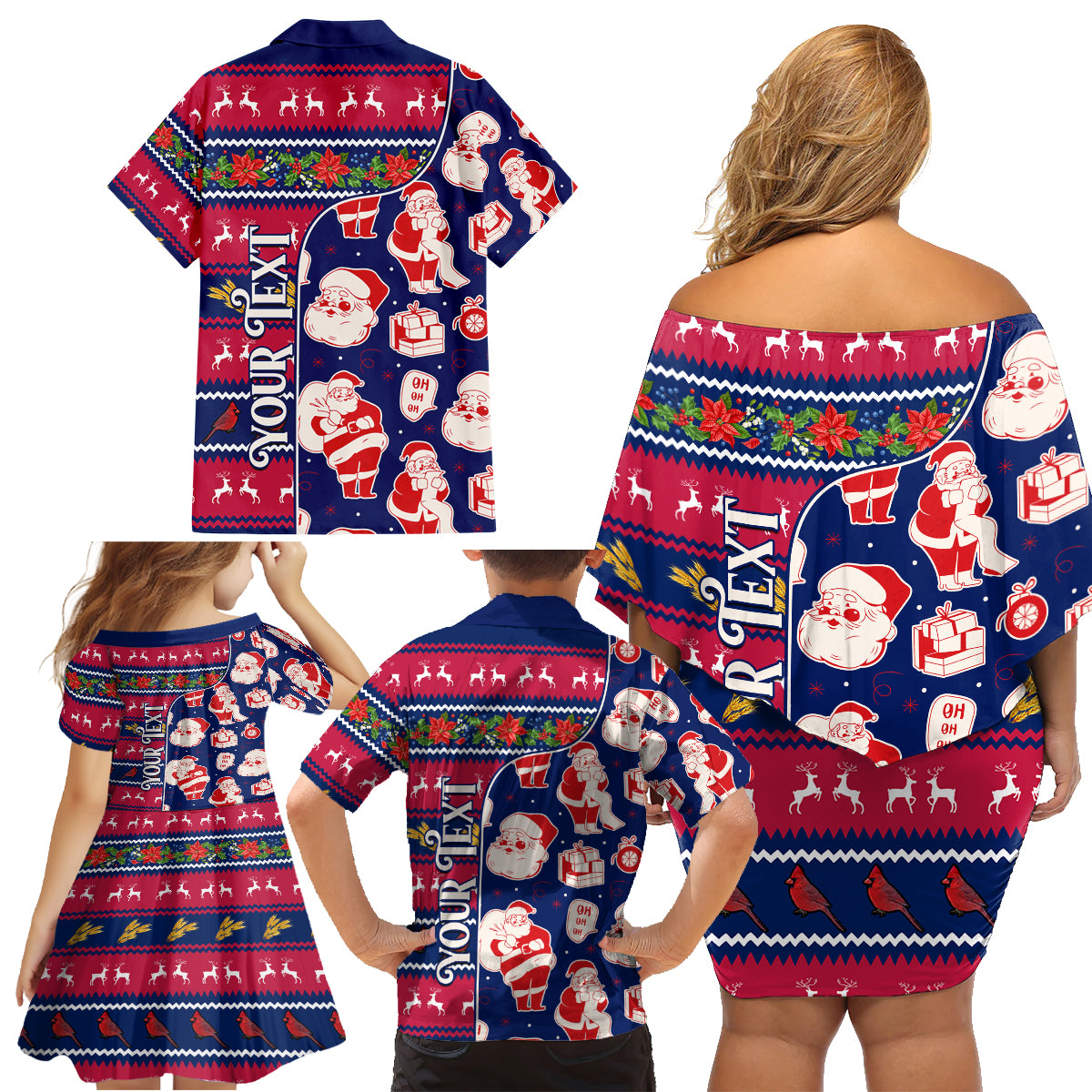Custom Ohio Christmas Family Matching Off Shoulder Short Dress and Hawaiian Shirt Santa Claus Pattern Unique Style - Wonder Print Shop