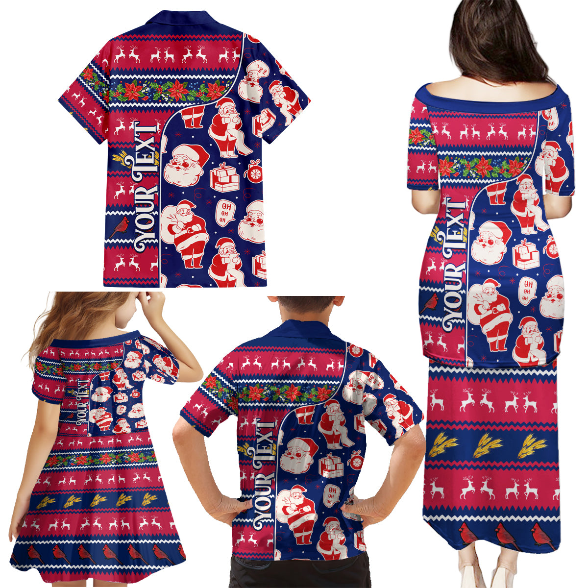 Custom Ohio Christmas Family Matching Puletasi Dress and Hawaiian Shirt Santa Claus Pattern Unique Style - Wonder Print Shop