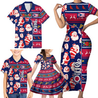 Custom Ohio Christmas Family Matching Short Sleeve Bodycon Dress and Hawaiian Shirt Santa Claus Pattern Unique Style - Wonder Print Shop