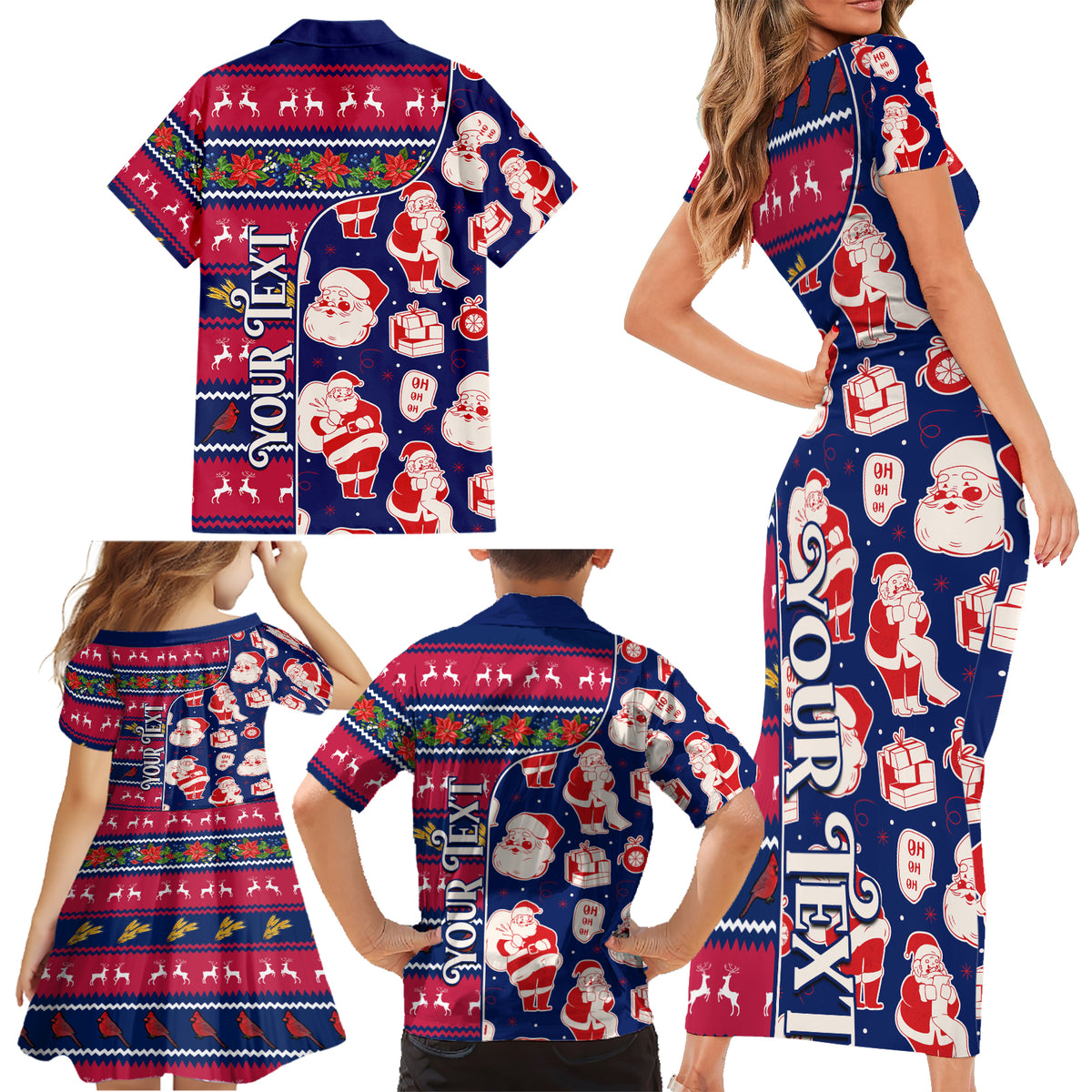 Custom Ohio Christmas Family Matching Short Sleeve Bodycon Dress and Hawaiian Shirt Santa Claus Pattern Unique Style - Wonder Print Shop