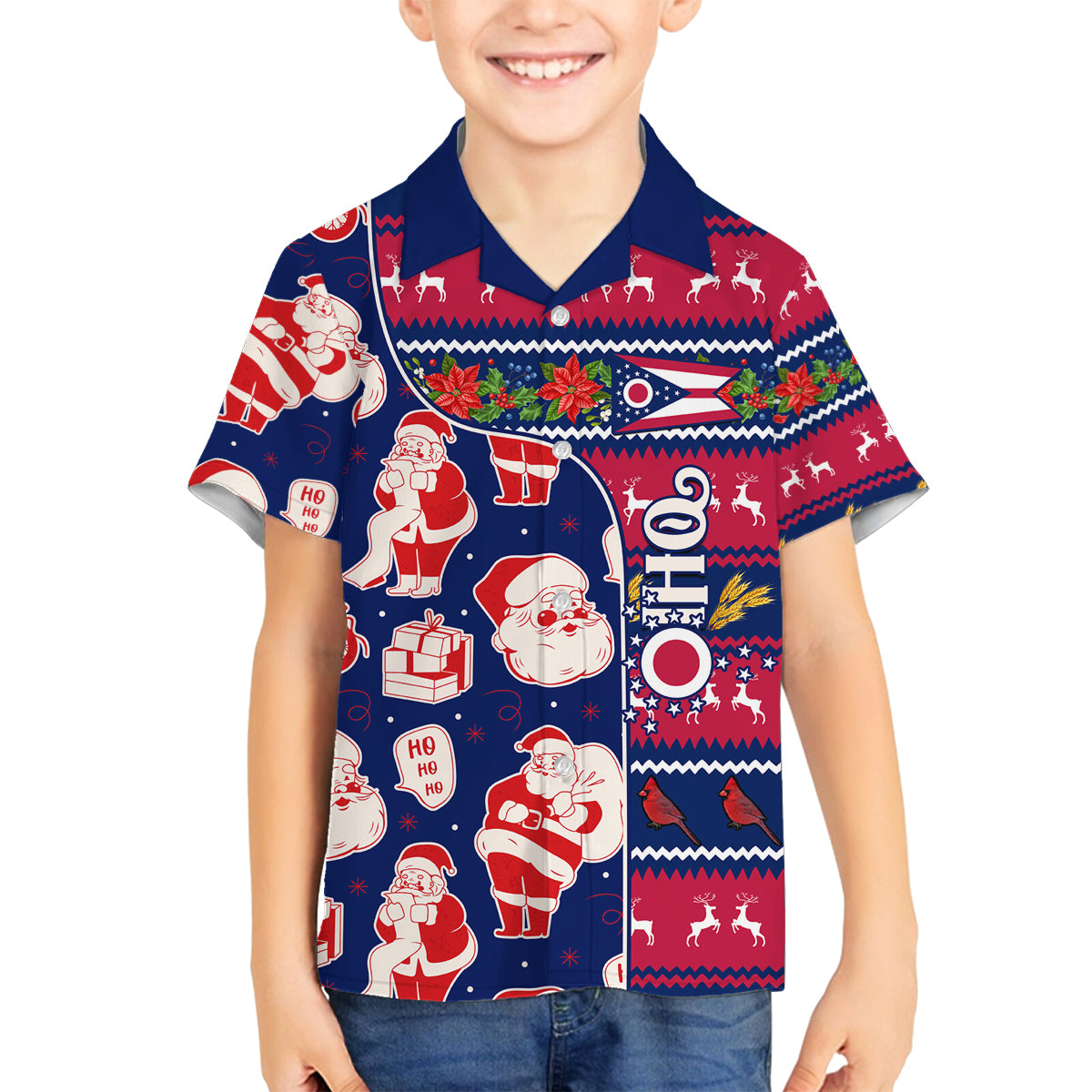 Custom Ohio Christmas Family Matching Summer Maxi Dress and Hawaiian Shirt Santa Claus Pattern Unique Style - Wonder Print Shop