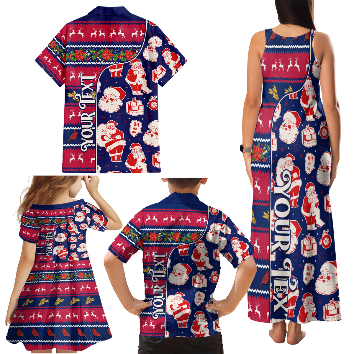 Custom Ohio Christmas Family Matching Tank Maxi Dress and Hawaiian Shirt Santa Claus Pattern Unique Style - Wonder Print Shop