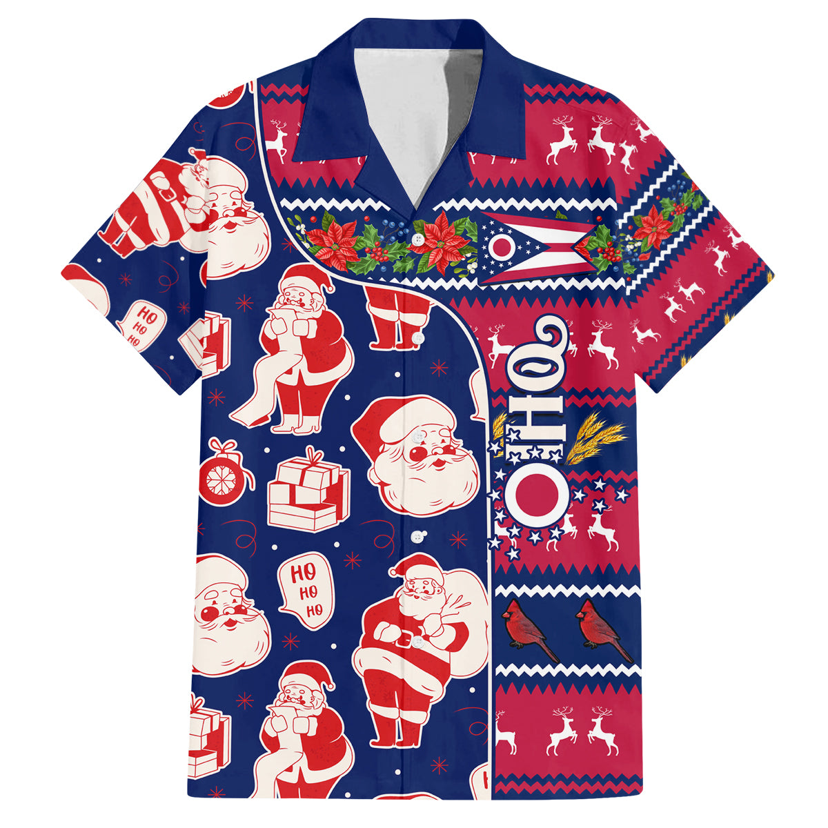 Custom Ohio Christmas Family Matching Tank Maxi Dress and Hawaiian Shirt Santa Claus Pattern Unique Style - Wonder Print Shop