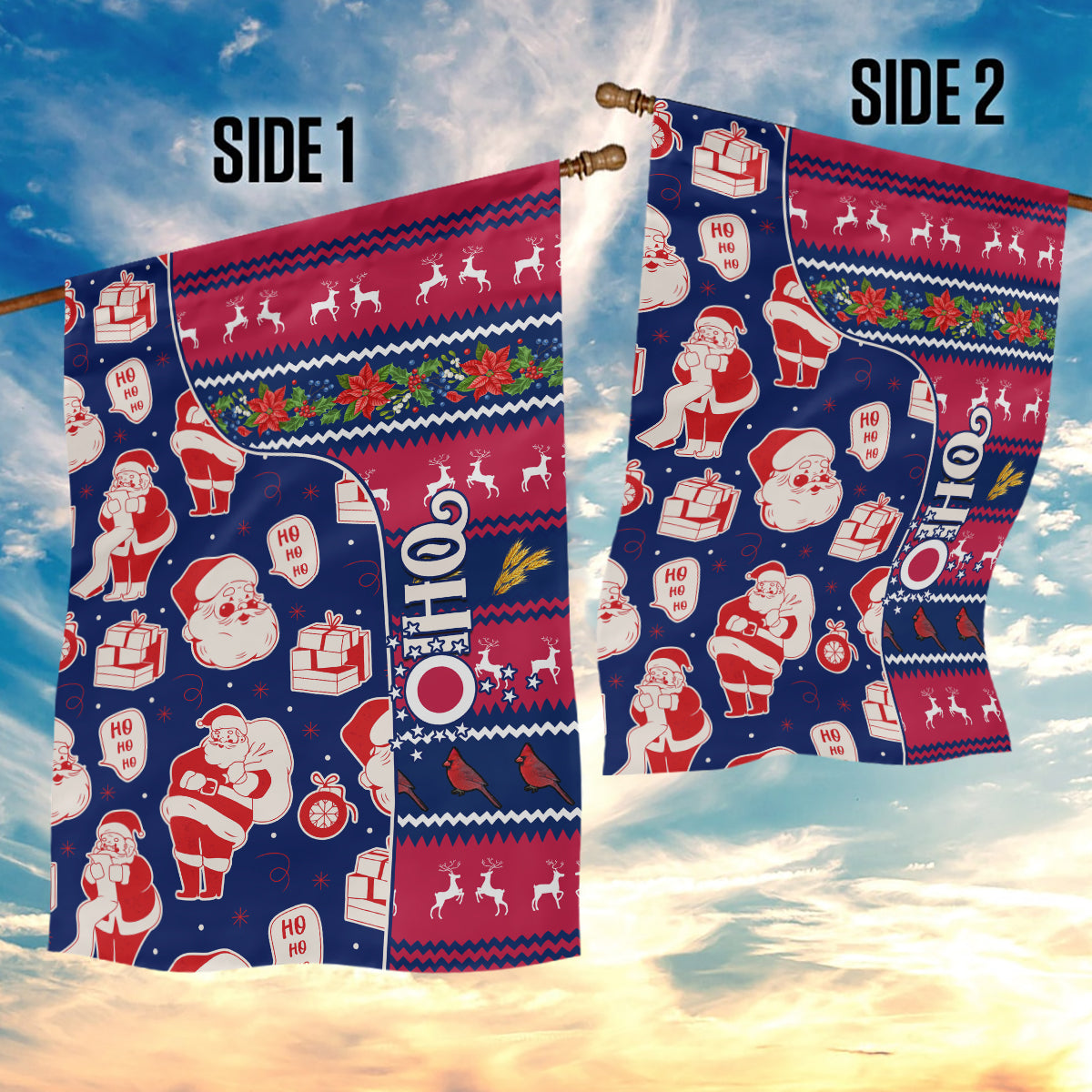 Custom Ohio Christmas Garden Flag Santa Claus Pattern Unique Style - Wonder Print Shop