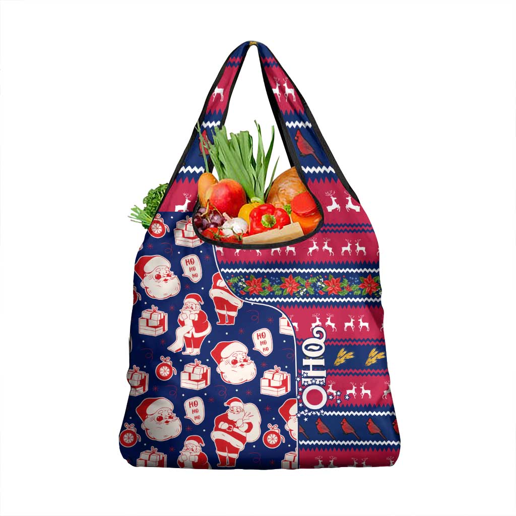 Custom Ohio Christmas Grocery Bag Santa Claus Pattern Unique Style