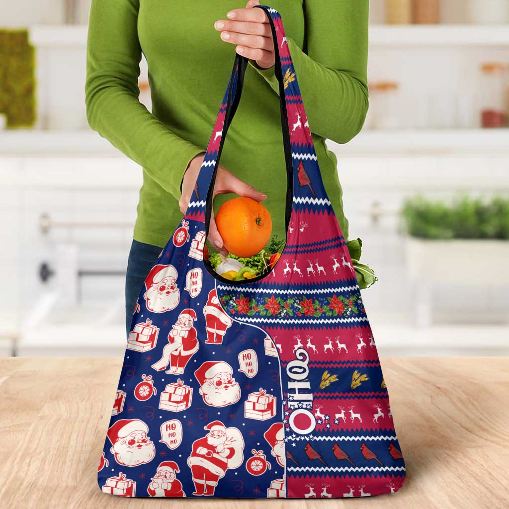Custom Ohio Christmas Grocery Bag Santa Claus Pattern Unique Style