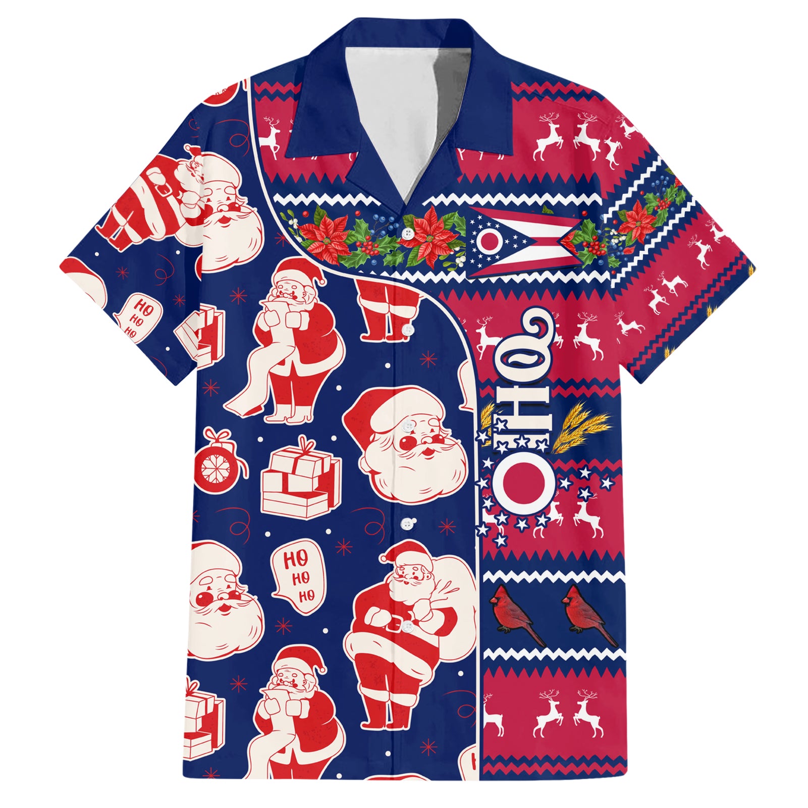 Custom Ohio Christmas Hawaiian Shirt Santa Claus Pattern Unique Style - Wonder Print Shop