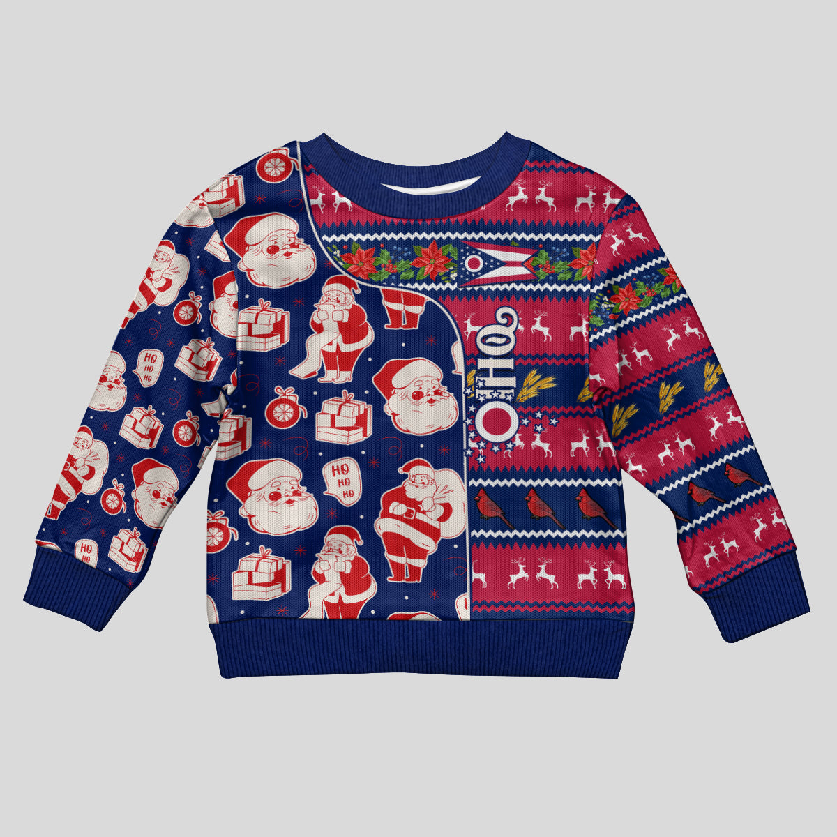 Custom Ohio Christmas Kid Ugly Christmas Sweater Santa Claus Pattern Unique Style - Wonder Print Shop