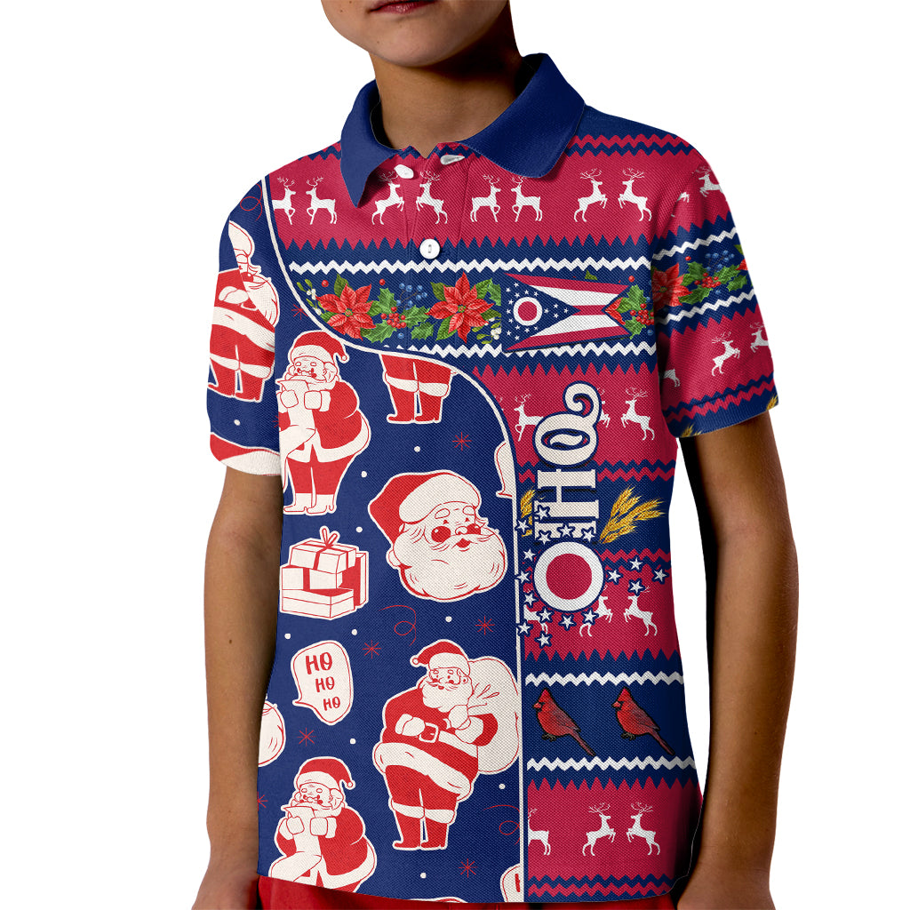 Custom Ohio Christmas Kid Polo Shirt Santa Claus Pattern Unique Style - Wonder Print Shop