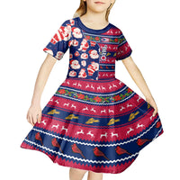 Custom Ohio Christmas Kid Short Sleeve Dress Santa Claus Pattern Unique Style - Wonder Print Shop