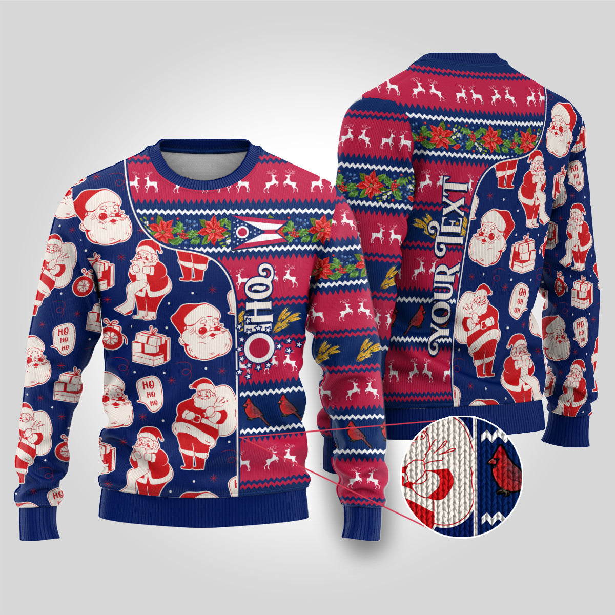 Custom Ohio Christmas Ugly Christmas Sweater Santa Claus Pattern Unique Style - Wonder Print Shop