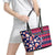 Custom Ohio Christmas Leather Tote Bag Santa Claus Pattern Unique Style - Wonder Print Shop