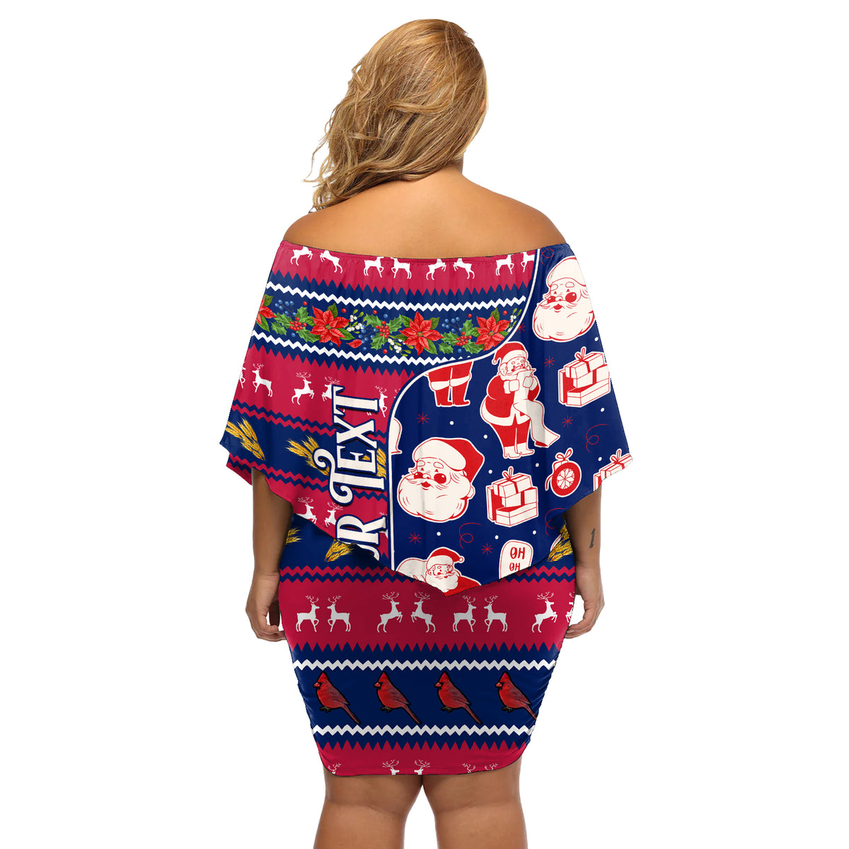 Custom Ohio Christmas Off Shoulder Short Dress Santa Claus Pattern Unique Style - Wonder Print Shop