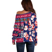 Custom Ohio Christmas Off Shoulder Sweater Santa Claus Pattern Unique Style - Wonder Print Shop