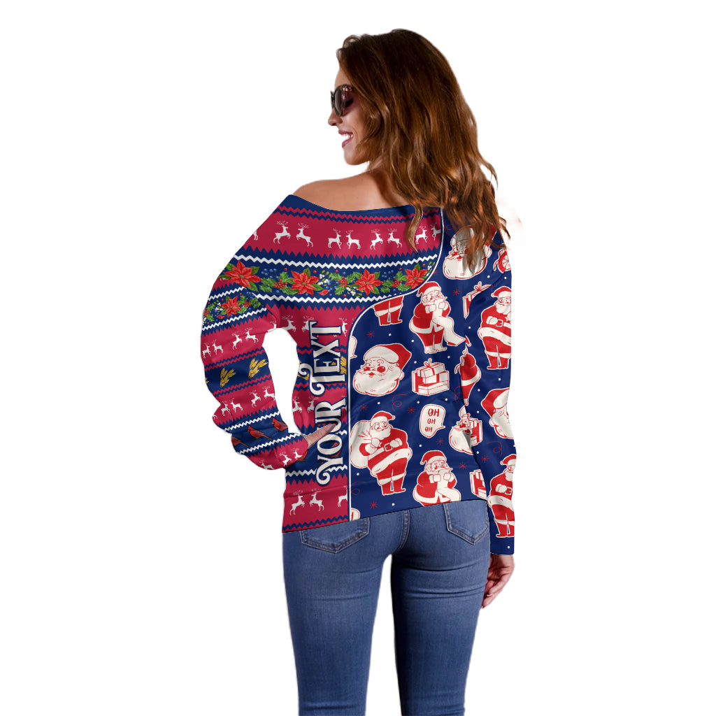 Custom Ohio Christmas Off Shoulder Sweater Santa Claus Pattern Unique Style - Wonder Print Shop