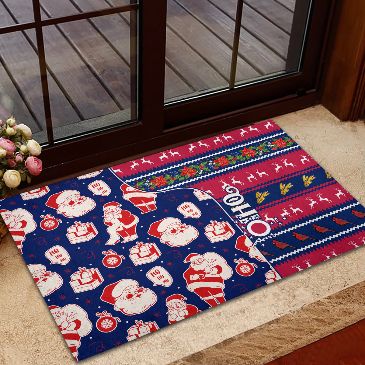 Custom Ohio Christmas Rubber Doormat Santa Claus Pattern Unique Style - Wonder Print Shop