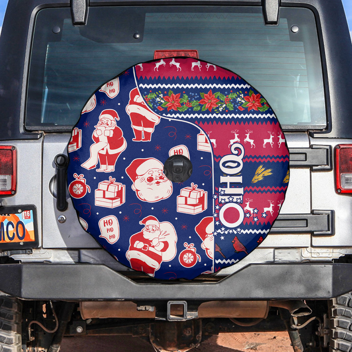 Custom Ohio Christmas Spare Tire Cover Santa Claus Pattern Unique Style - Wonder Print Shop